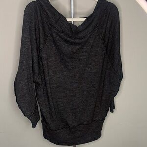 Free People Charcoal Gray Cowl Neck Sweatshirt